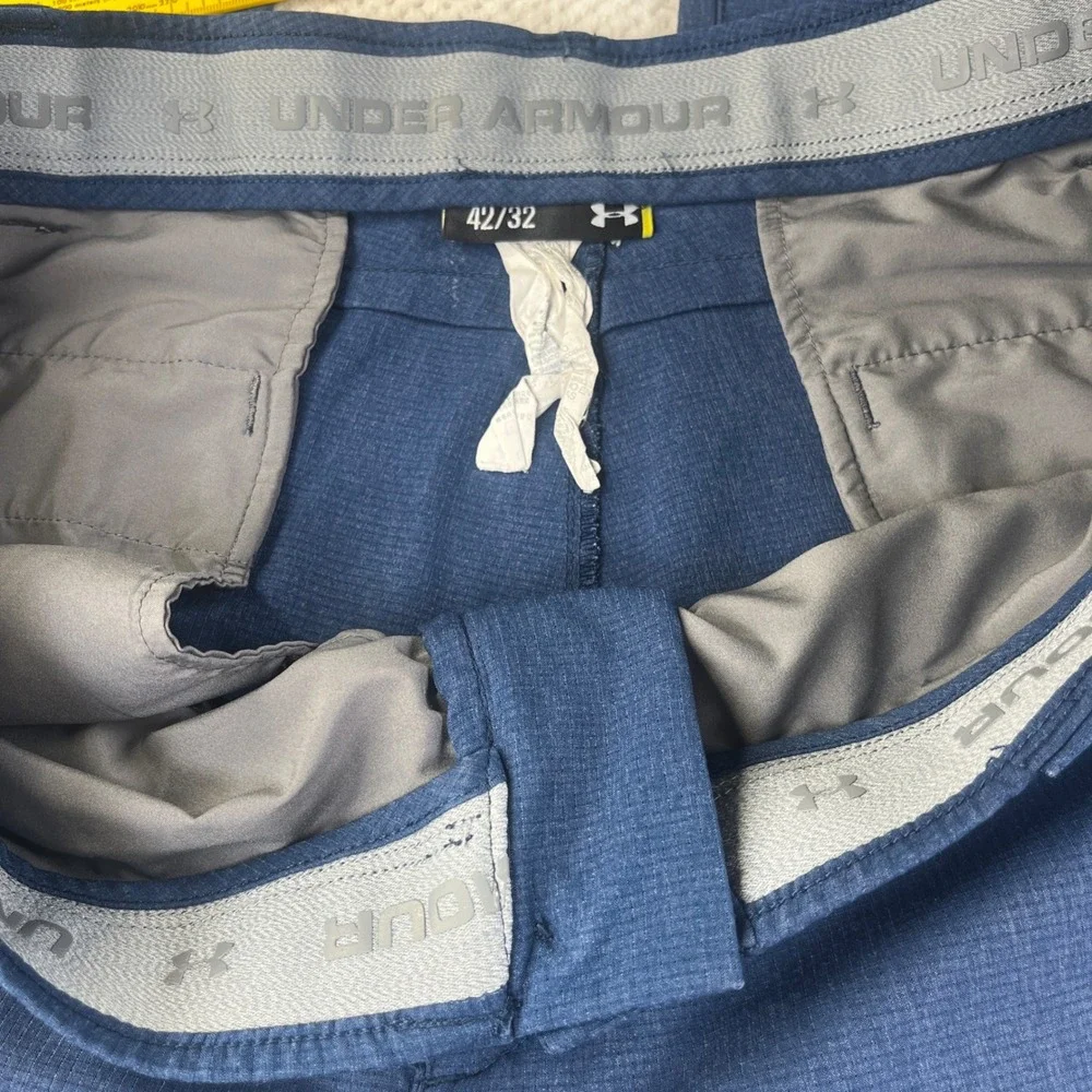 Under Armour Mens Blue Match Play Pants 42/32 Measures 40/31 Flat Front I159 - Picture 10 of 11